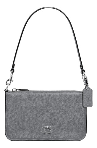 Bolso Coach En Piel Flor Cruzada, Gris Azul