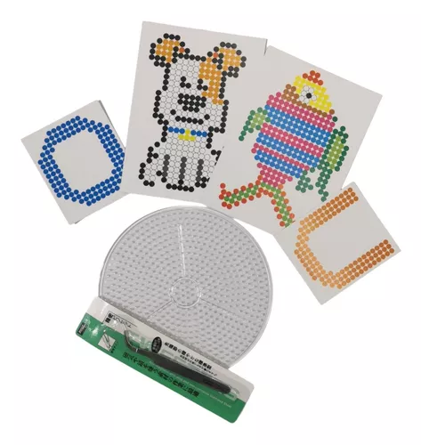 Kit Inicio Mi Cajita Hama Beads 8 Colores +4 Plantillas Guia