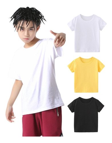 3 Camiseta Infantil De Manga Corta 100% Algodón (unisex)