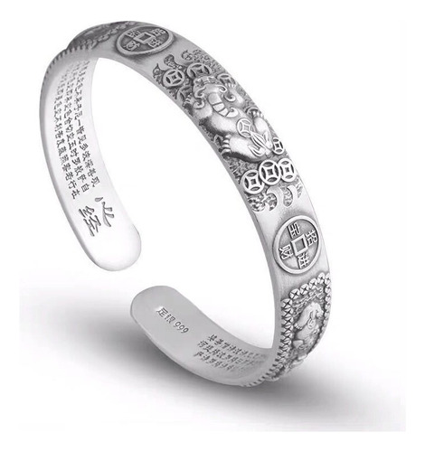 Pulseira Bracelete Elefante Feng Shui Sorte Pixiu Ajustável Comprimento 0 cm Cor Prateado Diâmetro 0 cm