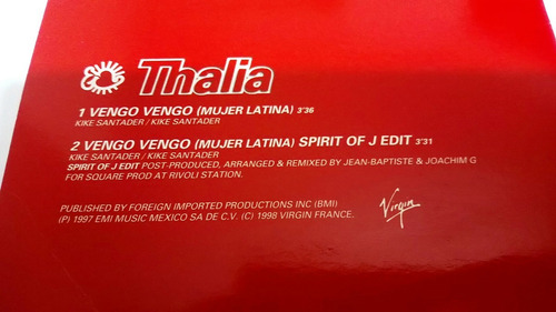 Thalia Vengo Vengo Cd España Amor A La Mexicana Love
