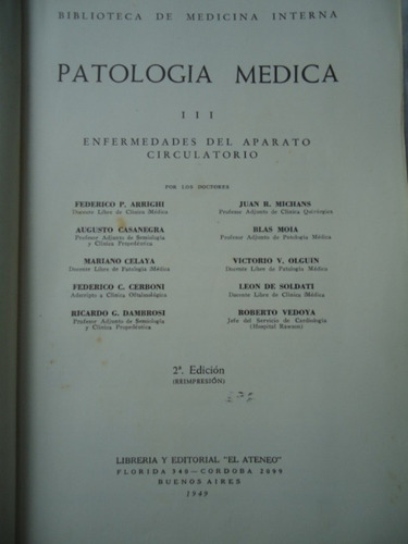 Patologia Medica - Tomo 3 - Enfermedades Del Aparato Circula