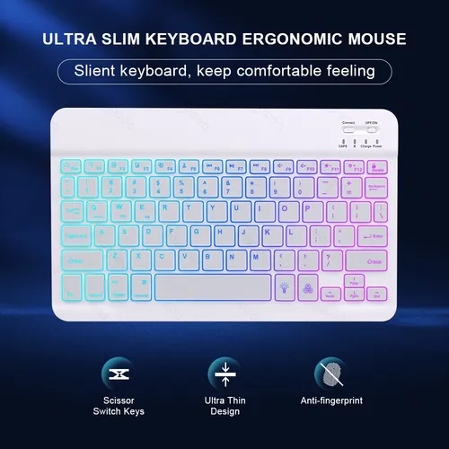 Kits De Teclado Y Ratón Inalámbricos Retroiluminados De 10''