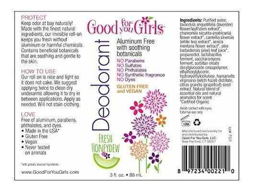 Paquete De 2 Good For You Girls Desodorante Natural Sin Alum