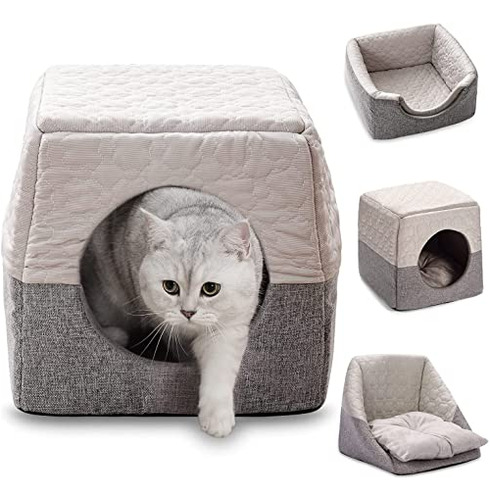Dreamsoule Cat Cozy Cube Lgloo Cama, 3 En 1 Plegable Gato Pe