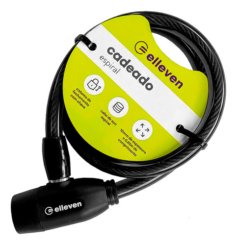 Corrente Cadeado Para Bicicleta Com Chave 65cmx10mm Elleven