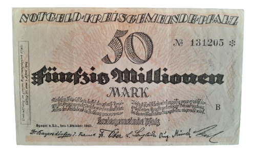 Alemania Billete 50.000.000 Mark Año 1923 Sin Circular!!!