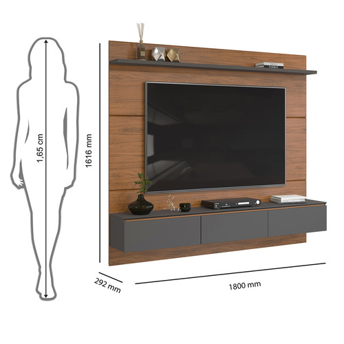 Panel de muebles de DJ Mateo Freijó/Urban Grey con 3 puertas de hasta 65 pulgadas