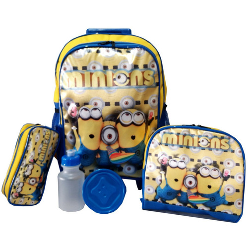 Kit Mochila De Rodinhas Infantil Minions Pronta Entrega