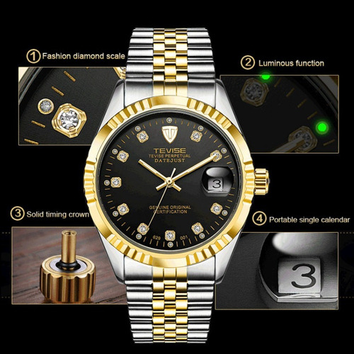 Reloj Analógico Mecánico Con Calendario Para Hombre Negoc