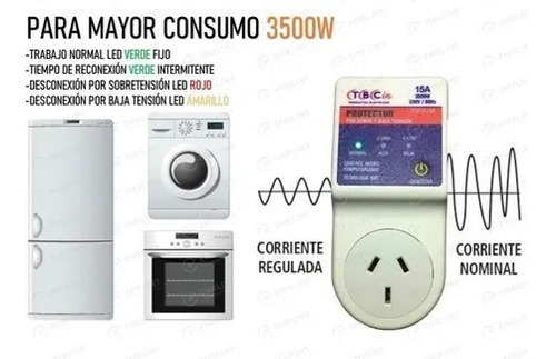 Imagen 2 de 6 de Protector Alta Baja Tension 15a 3500w Aire Heladera Tv Tbcin