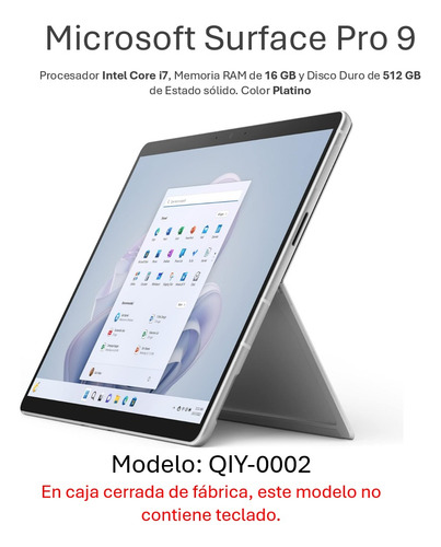 Microsoft Surface Pro 9: Procesador Intel Core I7 512 Gb (Usado)