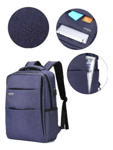Mochila Para Laptop Backpack Impermeable Multicompartimientos Con Puerto Usb Set De 3 Piezas Liviana Resistente Elegante Comodo Para Oficina O Escuela