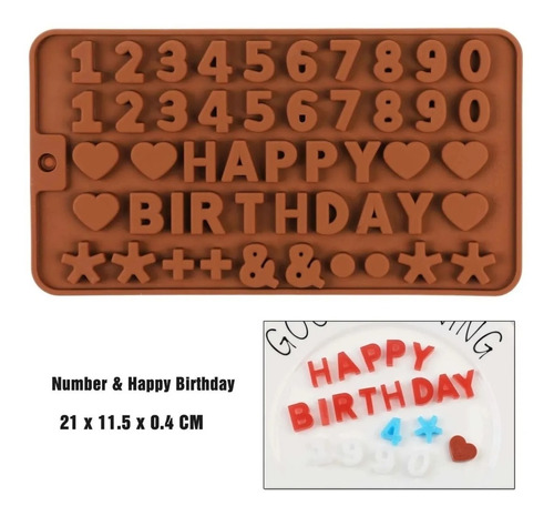 Molde Silicon Numeros Y Happy Birthday Fondant Reposteria