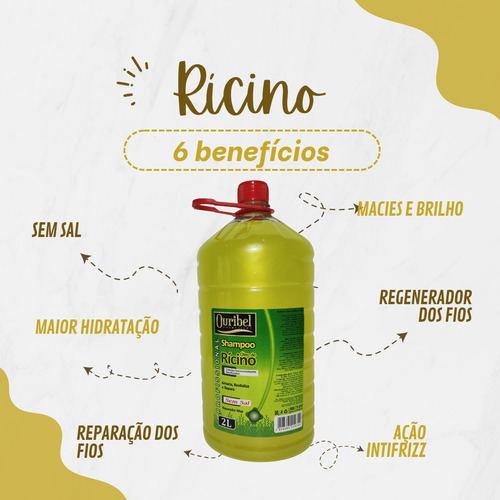 Shampoo Salão De Beleza Sem Sal Ouribel Óleo Rícino 2litros