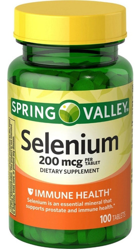 Spring Valley Selenio 200mcg 100 Tabletas Anticancerigeno Sabor S/n