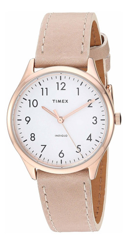 Reloj Mujer Timex Tw2t724009j Cuarzo Pulso Beige En Cuero