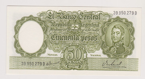 Billete Argentina 50 $ Bottero 2027 Año 1968 Sin Circular
