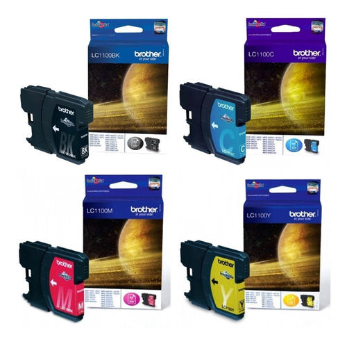 Pack 4 Tintas Brother Lc1100 Original Dcp-185c J715w Mfc-490