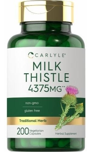 Cardo Mariano Milk Thistle 4375mg 200 Capsulas Veganas Sabor Sin sabor