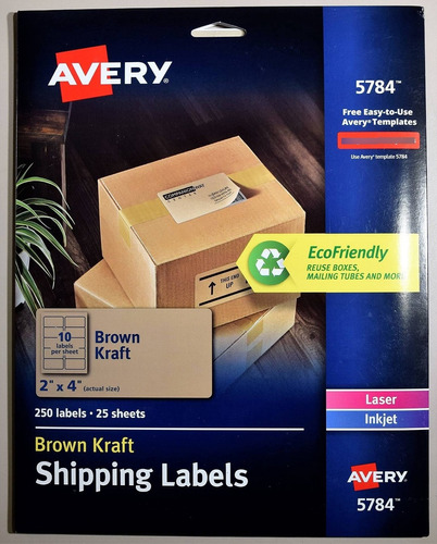 Avery Etiqueta Envio Kraft Marron Laser Inyeccion Tinta