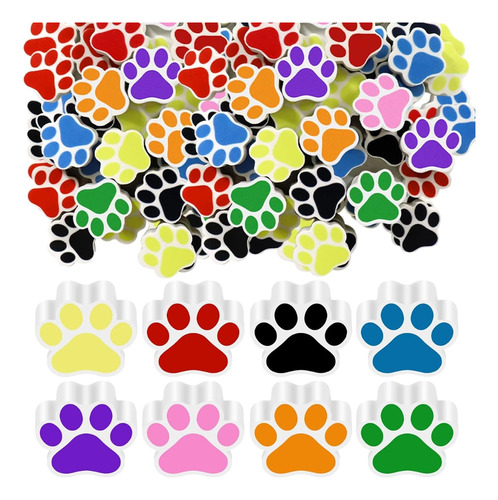 48 Gomas De Borrar Con Huellas De 4 Colores Para Perros