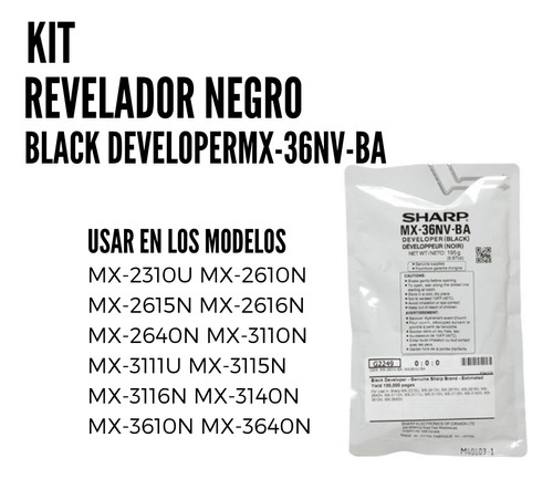 Kit De Revelador Negro Sharp Mx36nv-ba