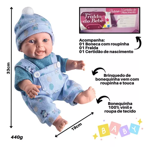 Roupinha Roupa para Boneca Bebê com Touca Brinquedo Criança