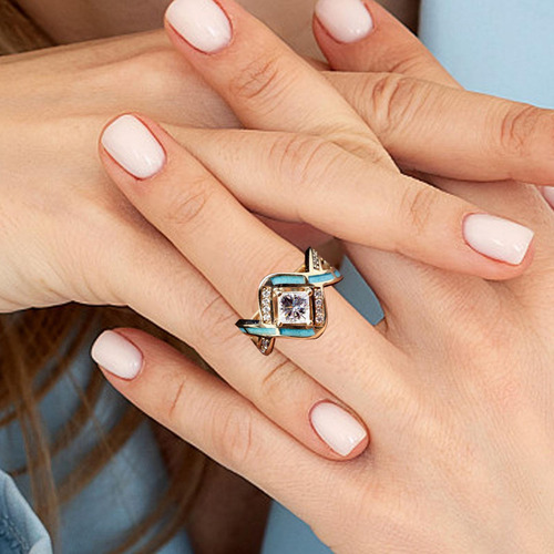 Anillo Con Forma De Ola Oceánica Alianza De Boda De Compromi