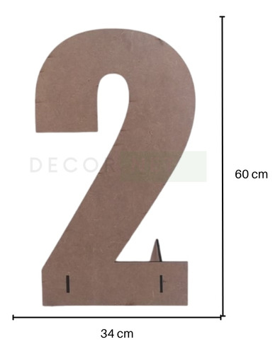 Display Em Mdf Numero 2 Com 60cm Altura Para Mesa Bolo