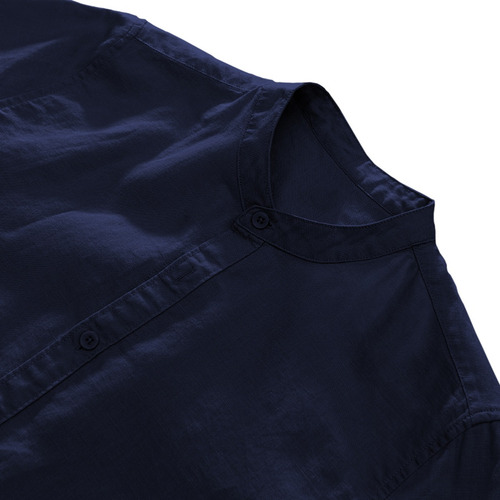 Imagen 5 de 10 de Camisas De Hombre Lino Manga Corta Cuello Mao
