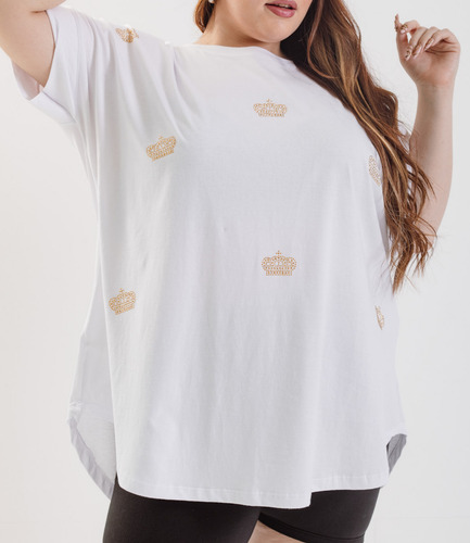Remeron Oversize Mujer Jersey Liso Con Strass Talles Grandes