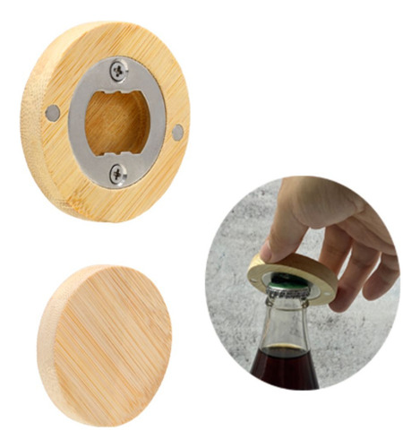 Pack 10 Destapador Botella For Promotional Circular Bambu Color Café
