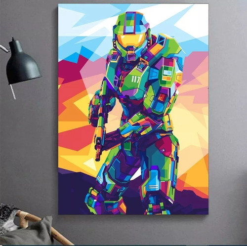 Cuadro Decorativo Madera Halo Master Chief Gamer + Regalo