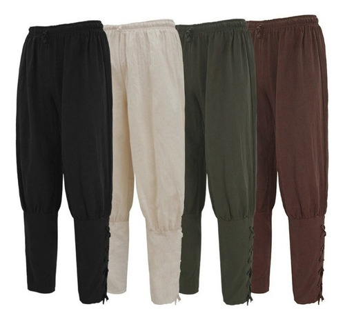 Pantalones Medievales Para Hombre Con Correa En El Tobillo