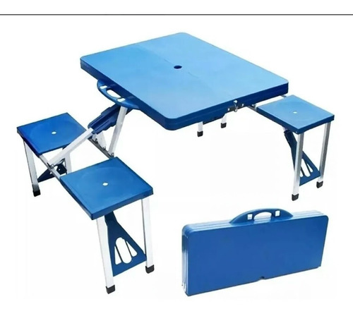 Mesa Plegable Para Camping Con Bancos Y Valija Incluida.