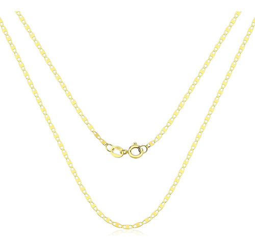 Corrente Cordão Piastrine 50cm Ouro 18k Feminina 1,5mm Cor Amarelo