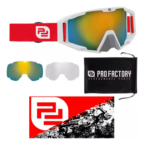 Pack X3 Gafas Goggles Motocross Enduro Blanco Rojo Azul