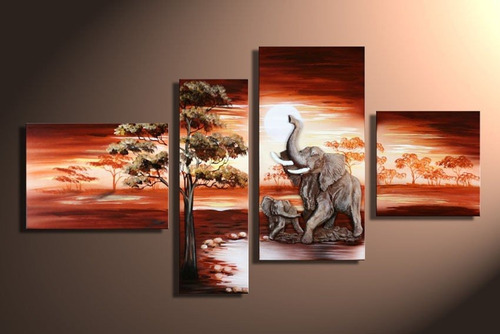 Cuadros Modernos Africanos Pintados En Tela Paisajes