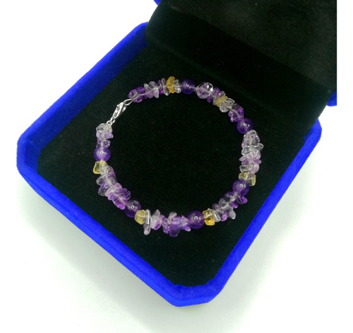 Pulsera De Amatista Fina 100% Natura Con Plata