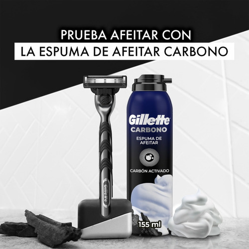 Máquina De Afeitar Gillette Mach3 Carbono Con Carbón Activad