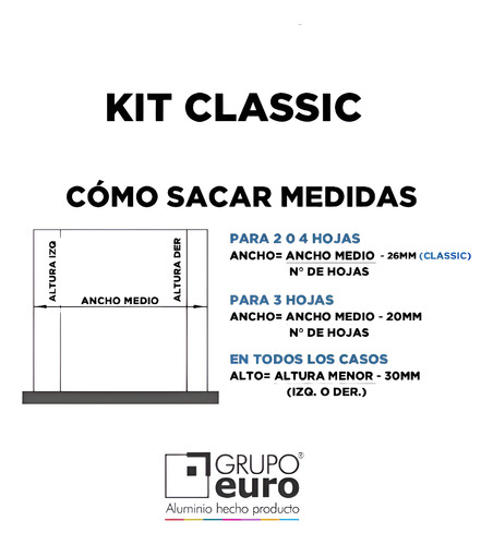 Kit Frente De Placard Aluminio Classic Grupo Euro 3m