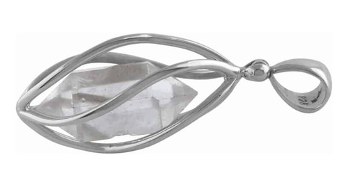 Dije De Jaula De Plata Esterlina Con Cristal De Cuarzo