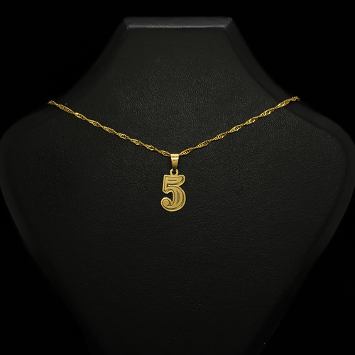Cadena Y Dije Números Oro 18k 5 - Cinco 40 Cm