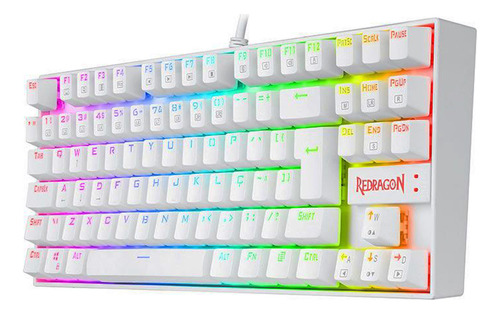 Teclado Mecanico Kumara Redragon Lunar White Switch Red Branco Português