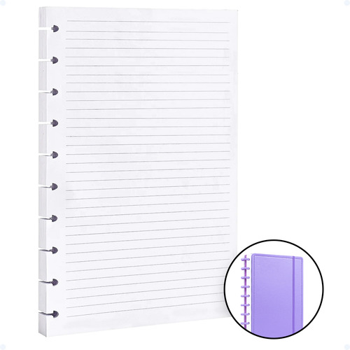 Refil Caderno De Discos Inteligente B5 Pautada Papel Compatível 10 Furos Escolar 80 Folhas Shopthis