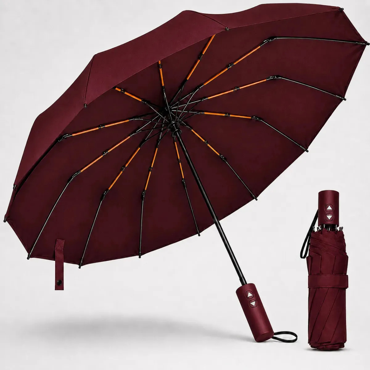 Guarda Chuva Abre E Fecha Automático Reforçado Contra Vento Proteção Uv Bordô