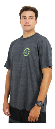 Camiseta Extra Grande Volcom Fried Preto Mescla