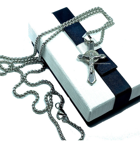 Cruz - Crucifijo - Medalla De San Benito - Poderosa - Acero 