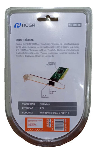 Placa De Red 10/100 Pci Interna Para Pc